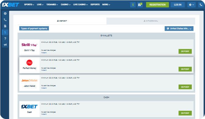 Как пополнить баланс в 1xbet?